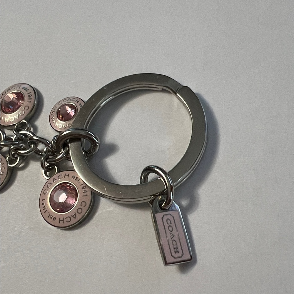 Coach -  Breast Cancer Awareness Pink Dangling Rhinestone Key Fob Keychain - Picture 4 of 16